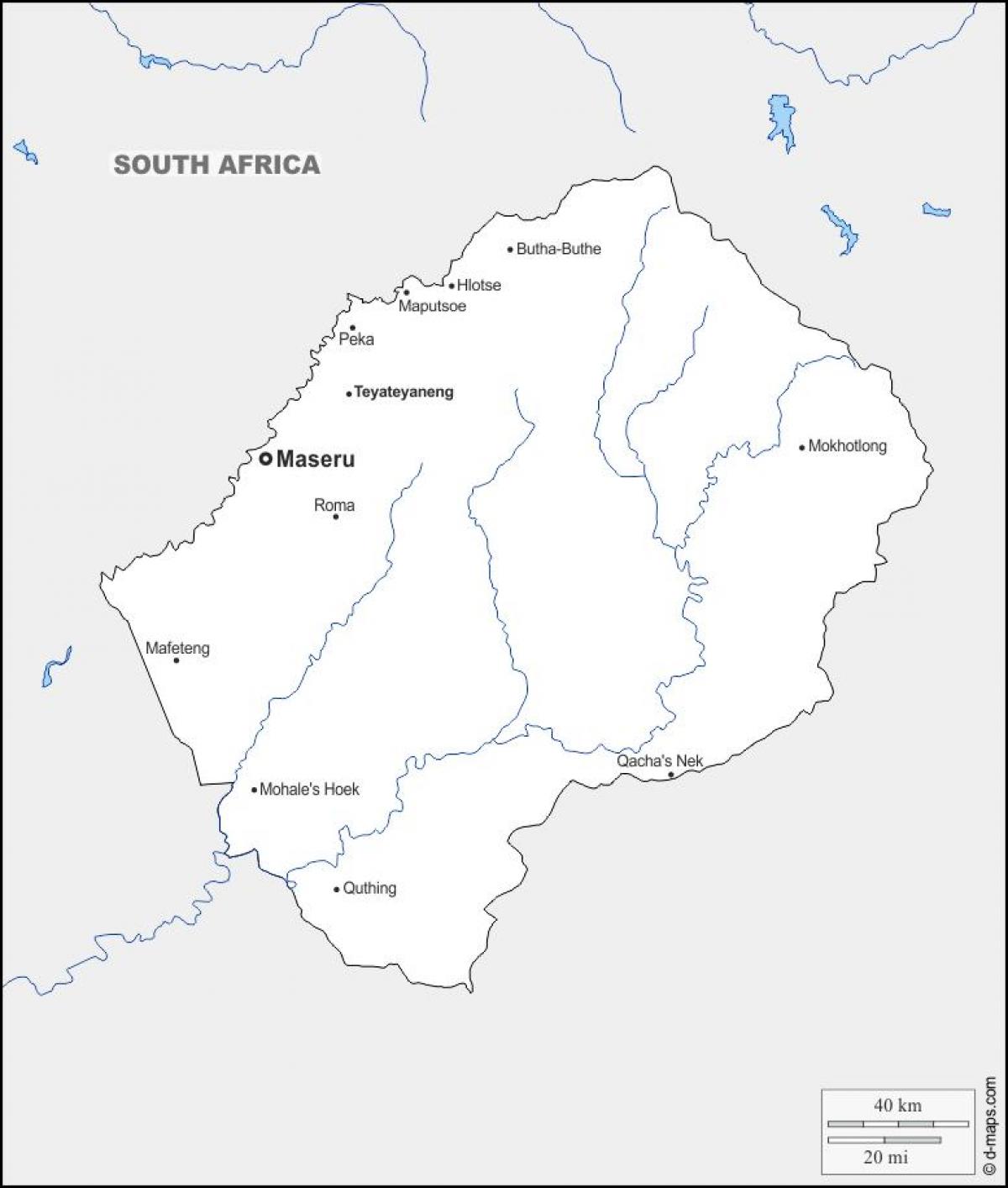 kort over maputsoe Lesotho