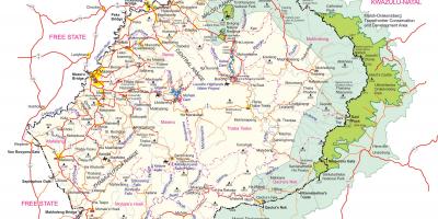 Kort detaljerede kort over Lesotho