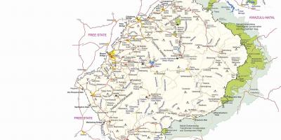 Kort over Lesotho grænsen indlæg